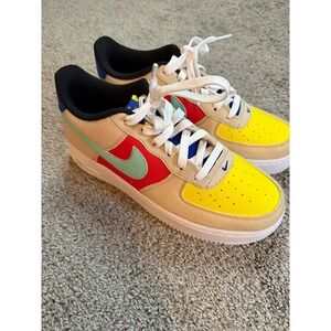 Nike Air Force 1 Low Kids Multi Color Suede Yellow Red Blue size 6Y